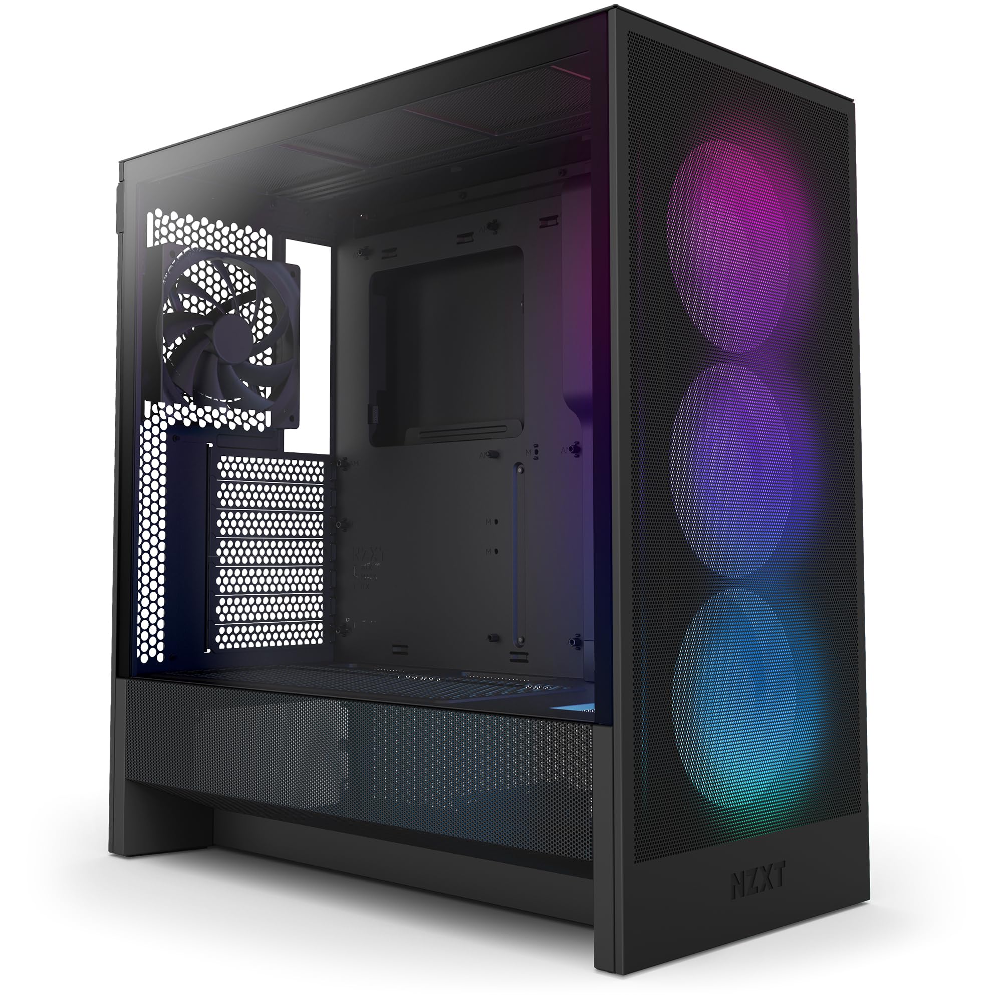 NZXT H5 Flow RGB - Compact ATX Mid-Tower PC Gaming Case - High Airflow - F360 RGB Core (CV) Included - 360mm Front & 240mm Top Radiator Support - Cable Management - Tempered Glass - White