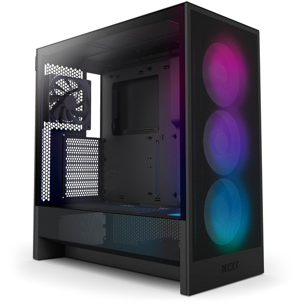 NZXT H5 Flow RGB - Compact ATX Mid-Tower PC Gaming Case - High Airflow - F360 RGB Core (CV) Included - 360mm Front & 240mm Top Radiator Support - Cable Management - Tempered Glass - White