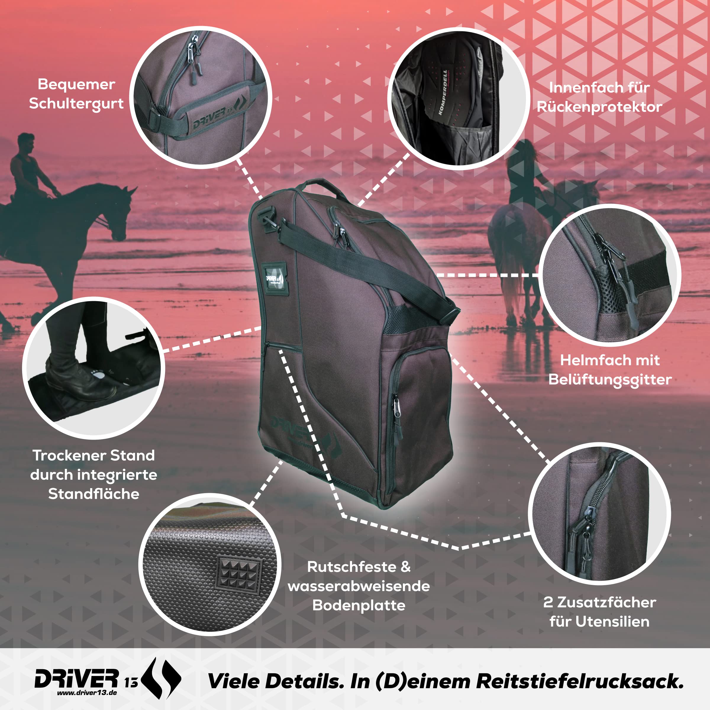 Driver13 ? Deluxe Boot Bag for Riding Boots Brown