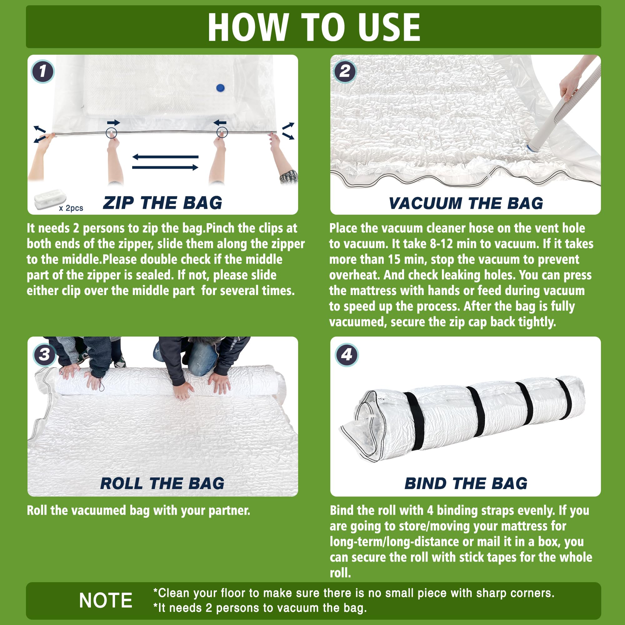 Mattress Vacuum Bag for Memory Foam Mattress, Latex Mattress Vacuum Seal Bag with Straps, Moving, Storage and Shipping (Super King)