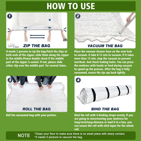 Mattress Vacuum Bag for Memory Foam Mattress, Latex Mattress Vacuum Seal Bag with Straps, Moving, Storage and Shipping (Super King)