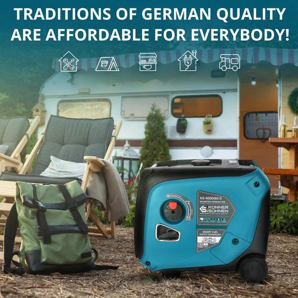 Könner & Söhnen KS 3100iG S portable LPG/petrol inverter generator 3100 W,UK Plug Socket 1x13 A (230 V), 2 USB ports,copper winding,silent inverter generator,dual fuel generator
