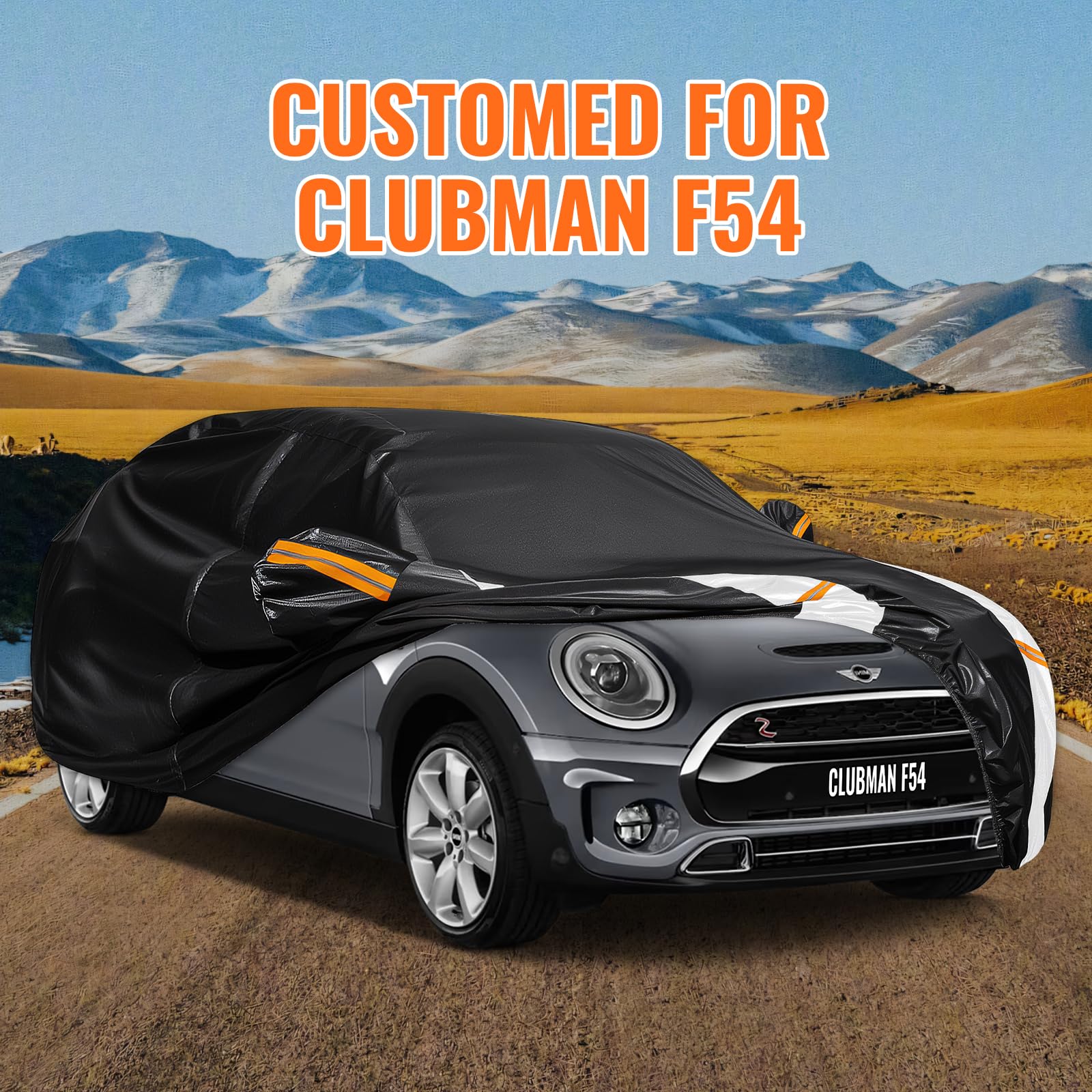 Car Cover Custom Fit for Mini Convertible F57(2016-2023), Car Covers for Outside Storage Waterproof Breathable, Full Cover Outdoor All Weather Protection Rain Sun Dust with Zip and Cotton(Black)