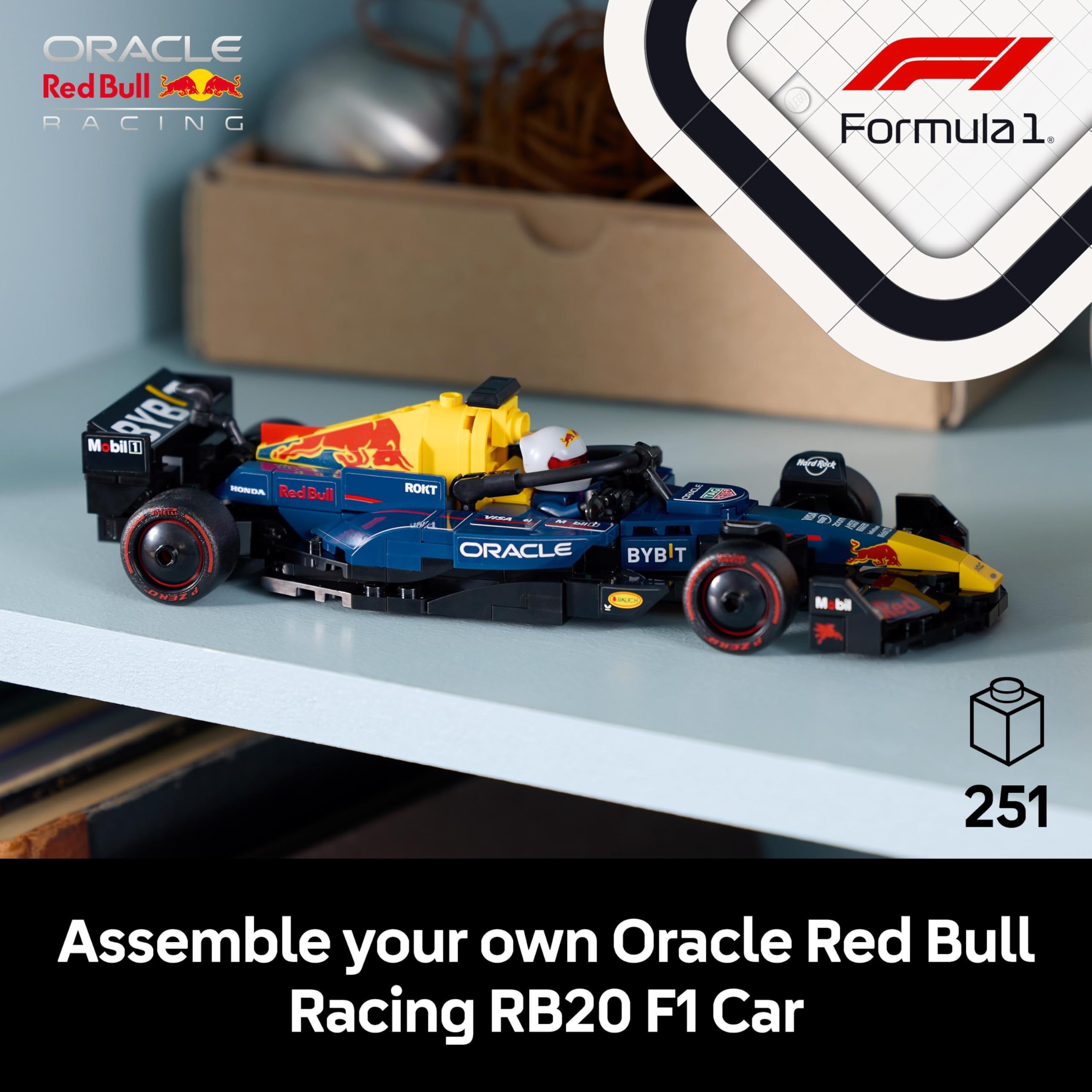 LEGO Speed Champions Oracle Red Bull Racing RB20 F1 Race Car Model with a Collectible Formula 1 Driver Minifigure - Display Set for Adult Motorsport & Racing Fans 77243
