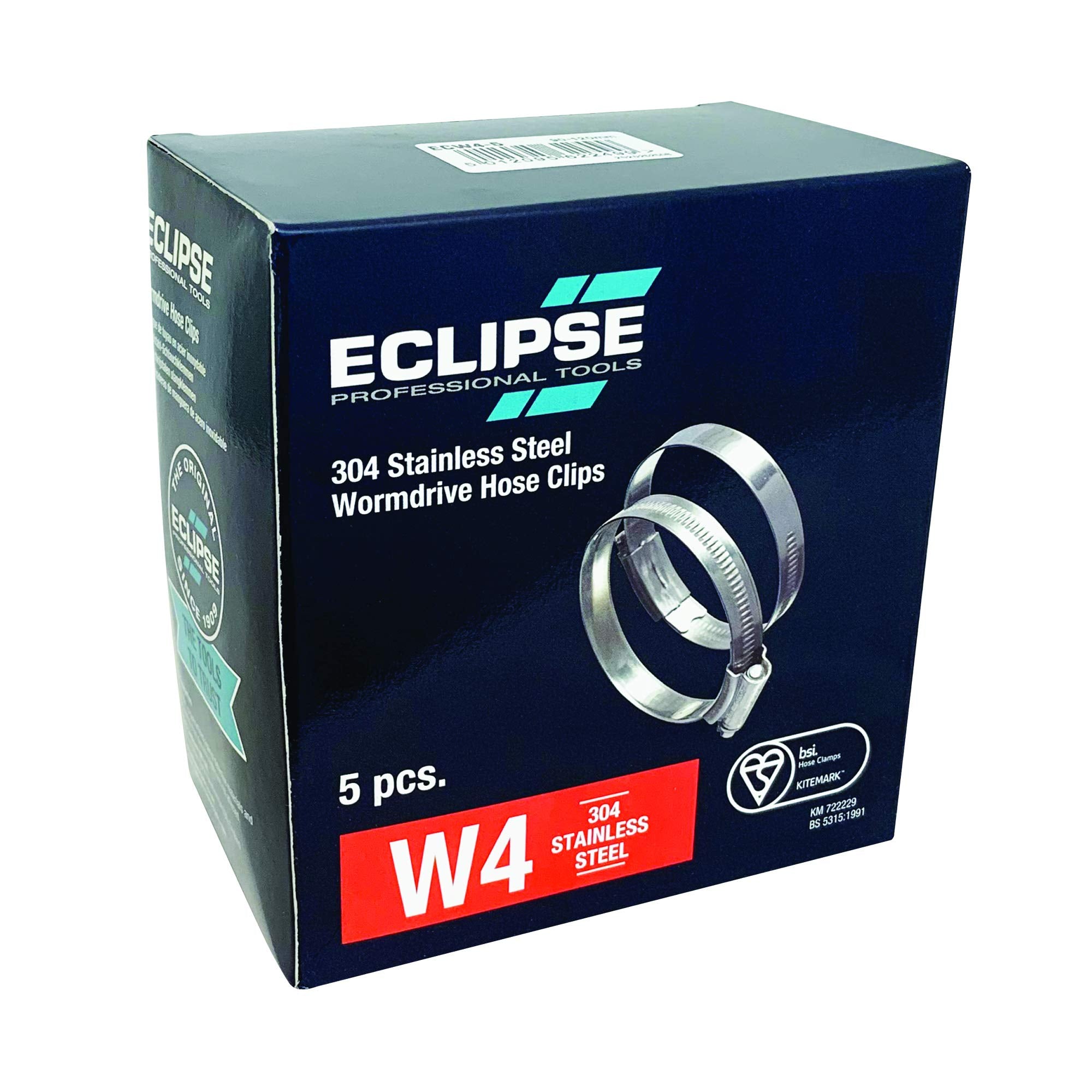 Eclipse Professional Tools ECW1-2A W1 Box of 10 35-50mm (1 ⅜" - 1 ¾") Mild Steel Worm Gear Hose Clamps