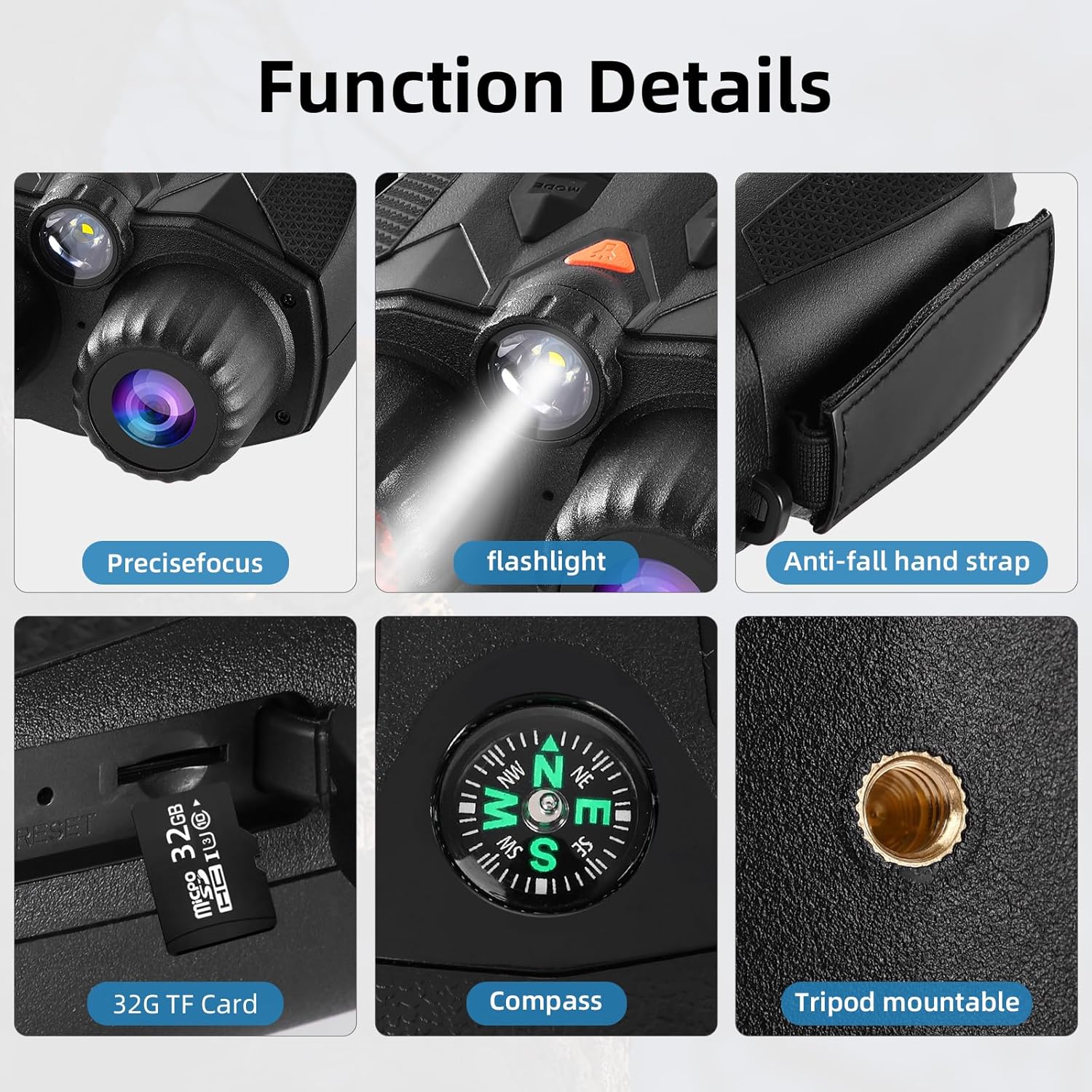 Night Vision Goggles, 5W 850NM Infrared Night Vision Binoculars for Adults, 5000 mAh Rechargeable Binoculars with Flashlight and 32G Card, 10X Digital Zoom, for Camping Hunting and Bird Watching