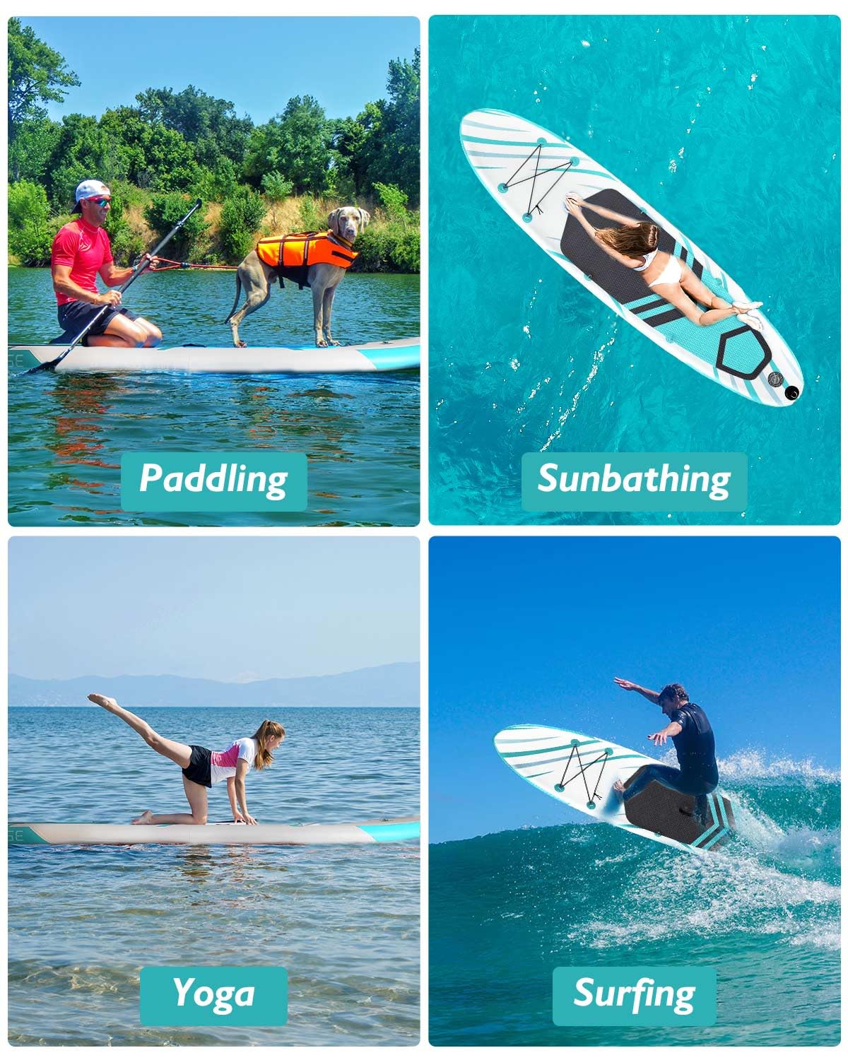 Inflatable Stand Up Paddle Board 10'6"×31"×6"", Max 140KG Load SUP Paddle Board with Accessories Waterproof Cell Phone Bag, Excellent Paddleboards for Adults/Youth/Beginners/Advanced/Water yoga
