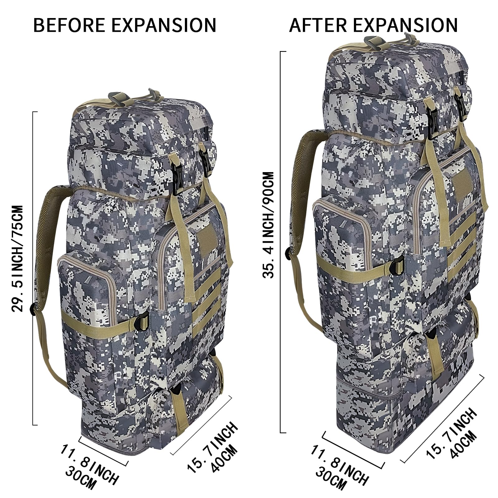 Wesoke 80L 100 liters Camping Hiking Backpack for Men, Extra Large Survival Hunting Backpack, Waterproof Big Molle Military Tactical Rucksack, Oversized Outdoor Sport Travel Daypack