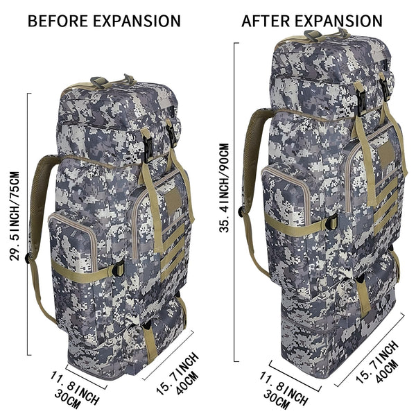 Wesoke 80L 100 liters Camping Hiking Backpack for Men, Extra Large Survival Hunting Backpack, Waterproof Big Molle Military Tactical Rucksack, Oversized Outdoor Sport Travel Daypack