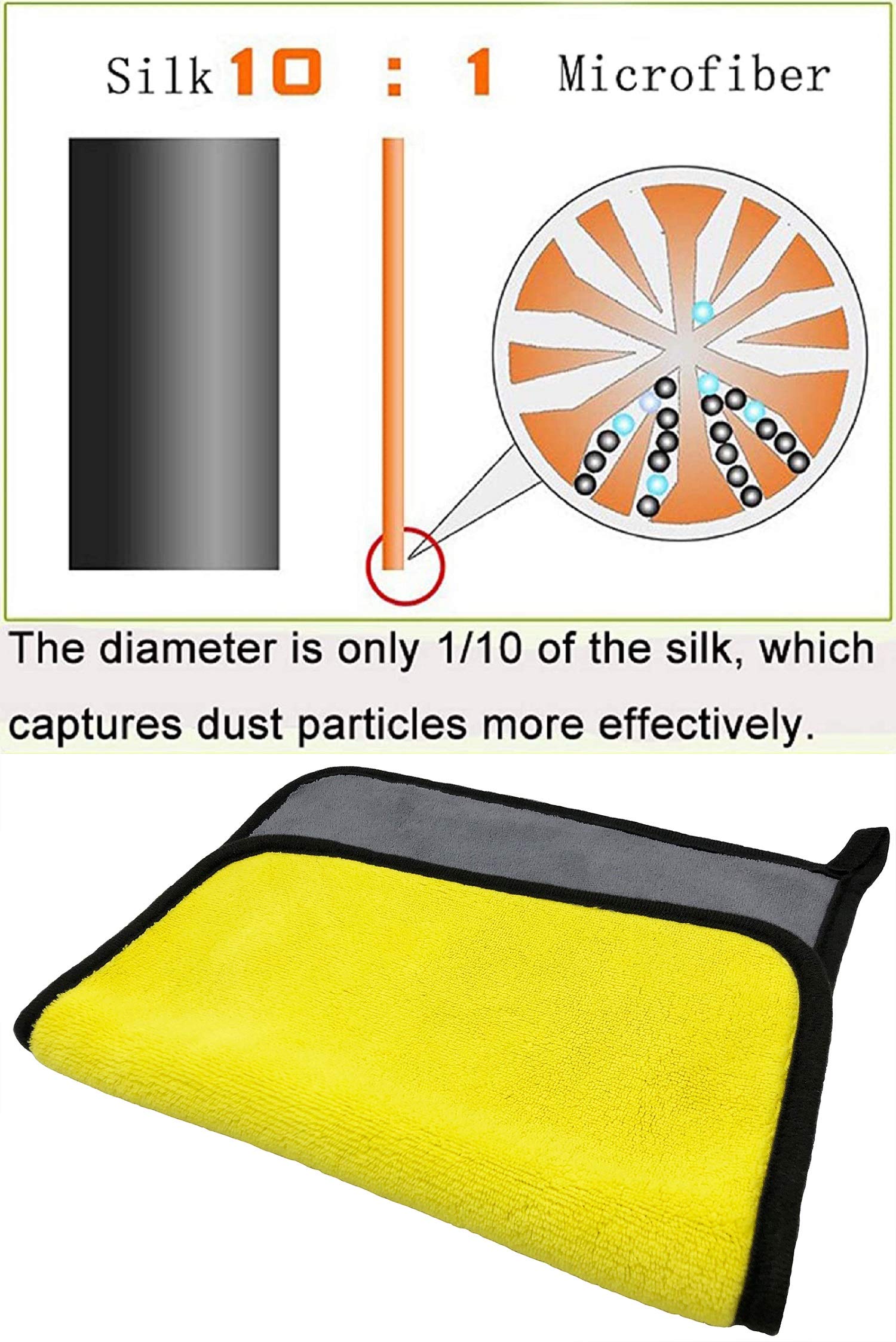 VAIYNWOM Set of 6 Car Cleaning Microfibre Cloths, Absorbent Microfibre Towel Polishing Cloth Gentle on Paint, Lint-Free for Household and Cleaning Car Motorcycle, 30x40cm (Yellow & Gray)