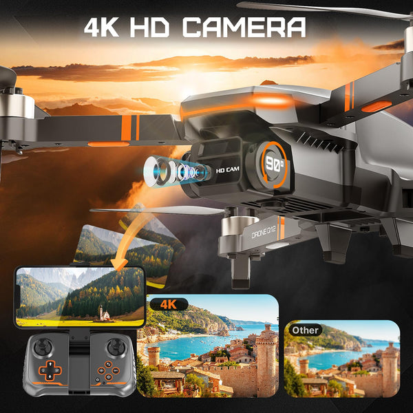 Brushless Motor Drone with 4K Adjustable Camera for Kids and Adults, Foldable RC Quadcopter with LED Lights, 30 Mins Long Flight Time, Mini Drone Toys Gifts for Beginners, Boys and Girls