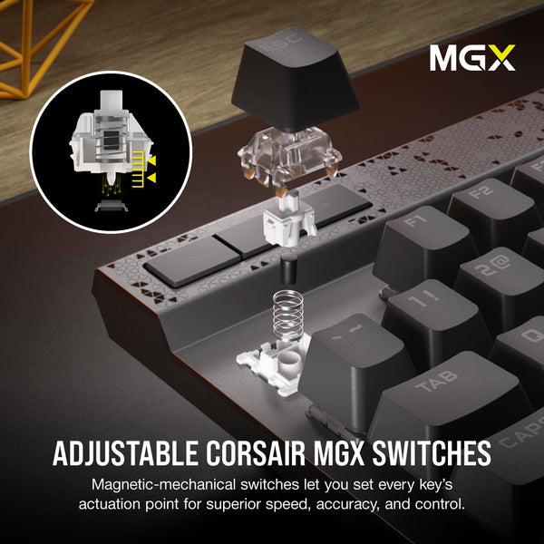 CORSAIR K70 MAX RGB Magnetic Mechanical Wired Gaming Keyboard – MGX Adjustable Switches, Simultaneous SOCD and Rapid Trigger, PBT Double-Shot Keycaps, Sound Dampening, 8000Hz Polling, QWERTY UK, Black