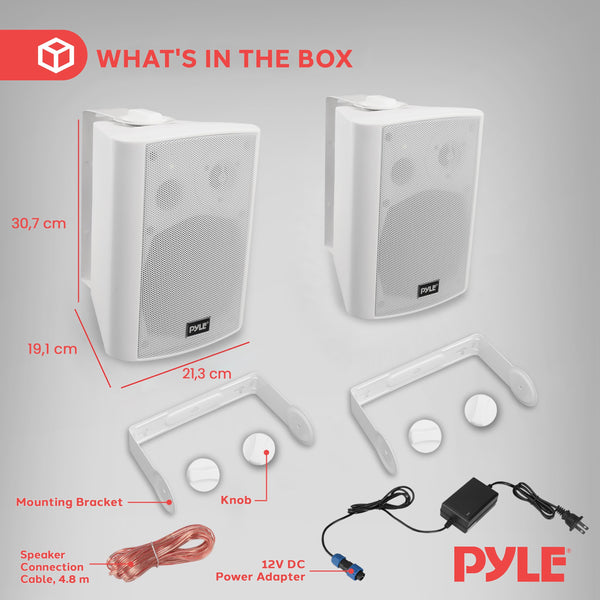 Pyle Bluetooth Speakers, Waterproof Wall-Mounted Speaker System, Indoor/Outdoor, Wireless & Passive, Heavy-Duty Weatherproof Design, Stereo Sound, for Patio, Pool, Deck, Home & Business