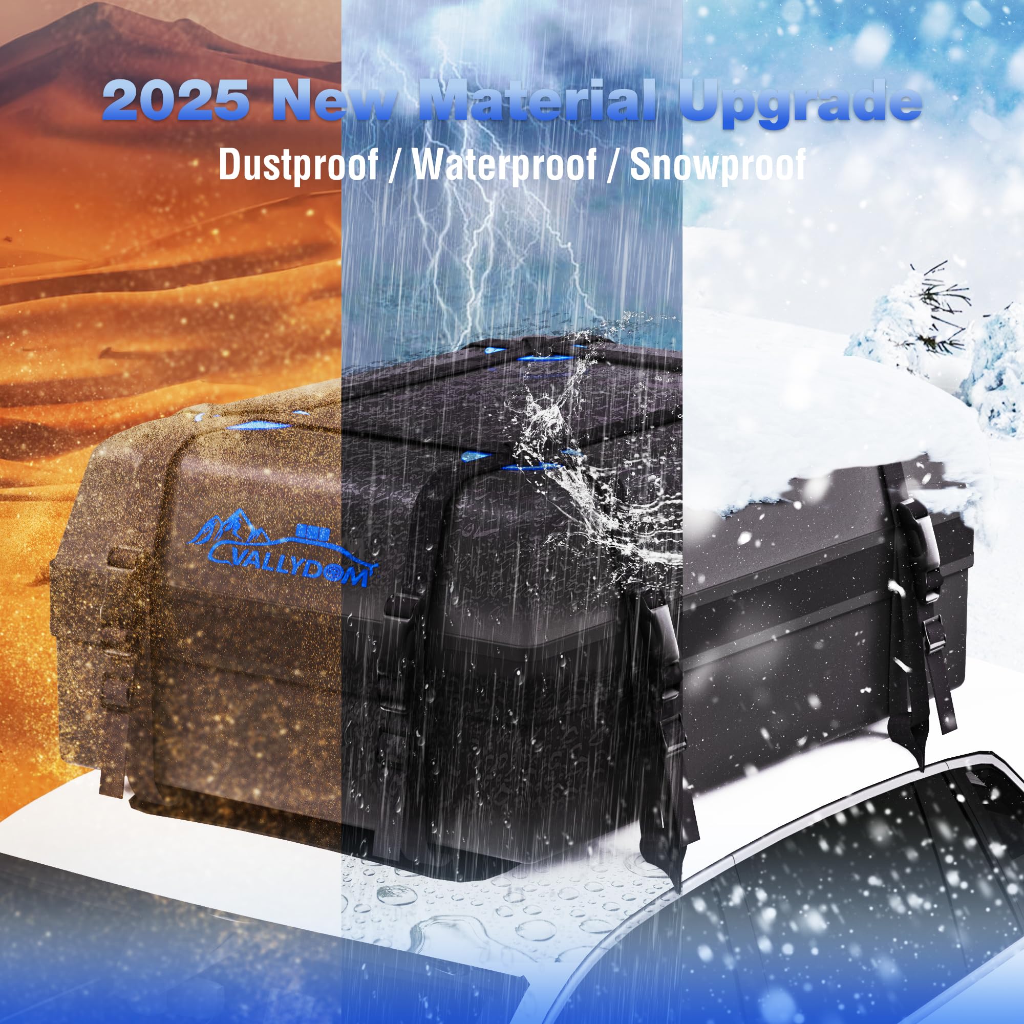 VALLYDOM Car Roof Bag 20 Cubic/560 L, 1680D PVC Waterproof Roof Bag No Need Rack, Roof Box with Anti Slip Pad, 6 Heavy-Duty Straps and Password Lock, Folding Soft Roof Bag for Cars with/Without Rack