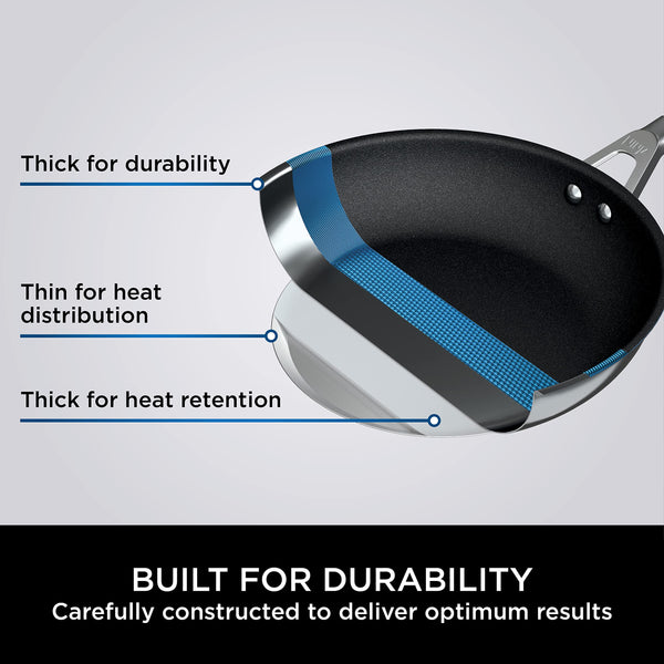 Ninja ZEROSTICK Premium 5-Piece Pan Set, Long Lasting Non-Stick, 3x Saucepans with Glass Lids, 1x Milk Pan, 1x Frying Pan, Hard Anodised Aluminium, Induction Compatible, Grey C35000UK