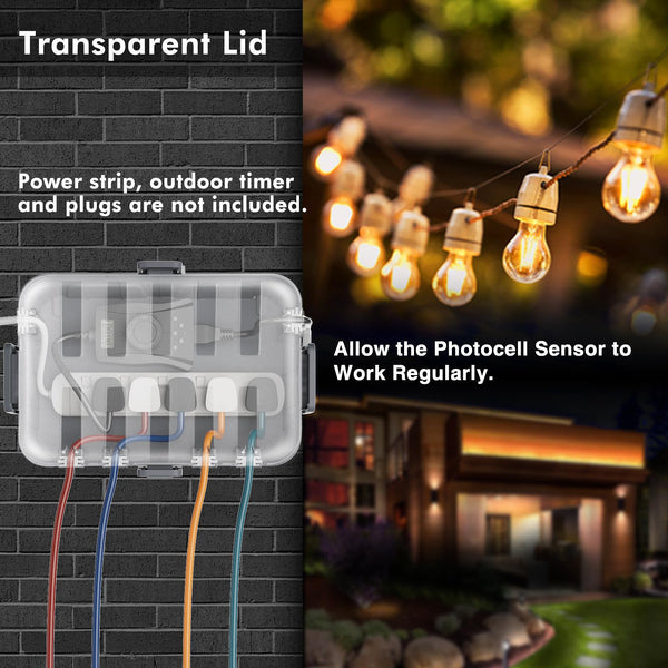 RESTMO Extra Large Waterproof Electrical Box, IP54 Weatherproof Outdoor Outlet Cover, Protect Outlet, Plug, Timer, Power Strip (Not Included), Holiday Light Decoration, 32 x 22 x 13 cm, Black