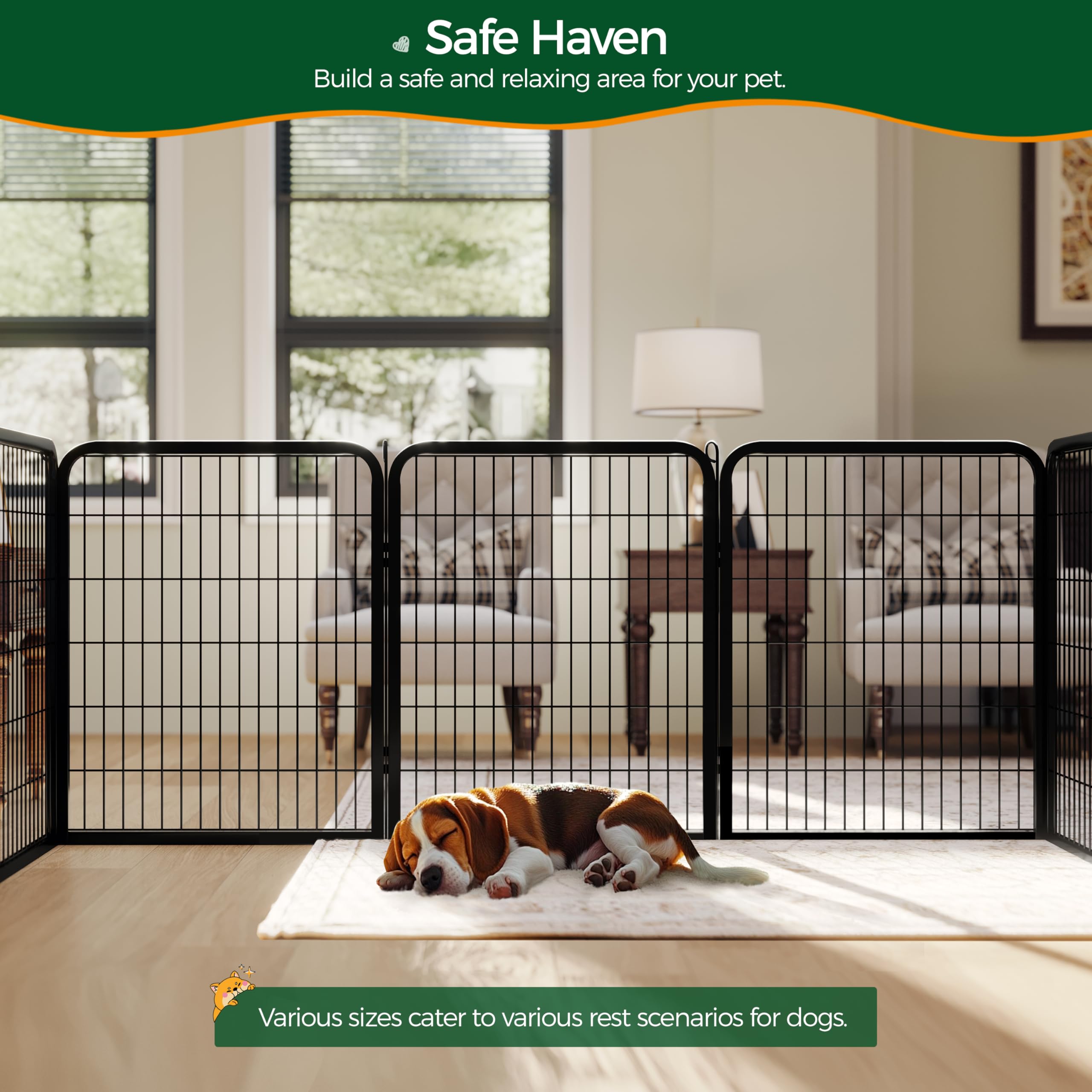Yaheetech Lightweight Dog Playpen, 8 Panel 80cm Dog Fence Pet Exercise Pen Portable Puppy Play Pen Suitable for RV/Camping