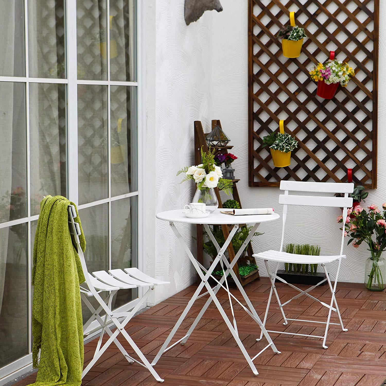 Grand patio Bistro Set 3 Pieces, Garden Furniture Set, Folding 2 Chairs and 1 Table, Weather-Resistant, Patio Table Chairs for Balcony,Yard, Garden