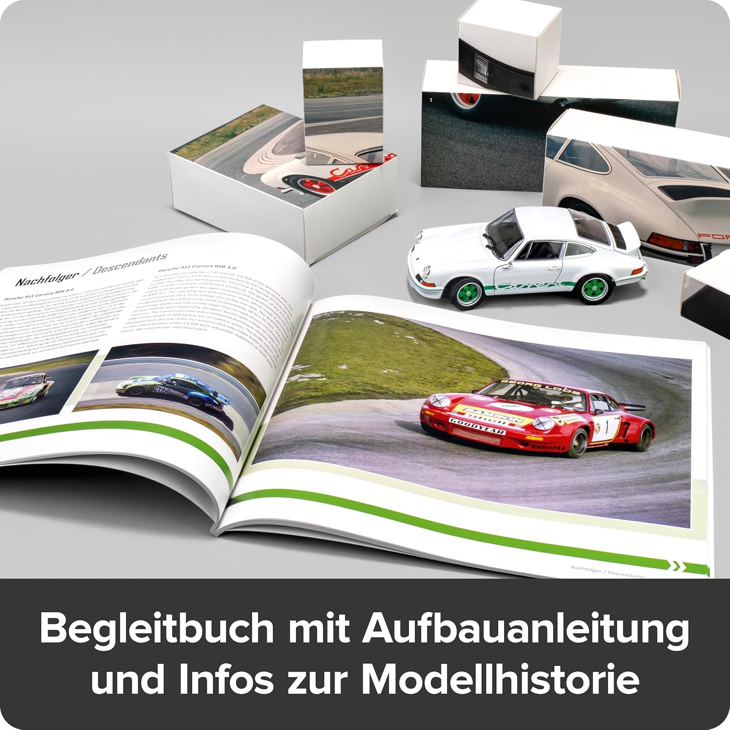 FRANZIS 67267 Porsche 911 Carrera RS 2.7 Build Your Legend Detailed Model Kit Including Sound Module, LED Lighting, Accompaniment Book