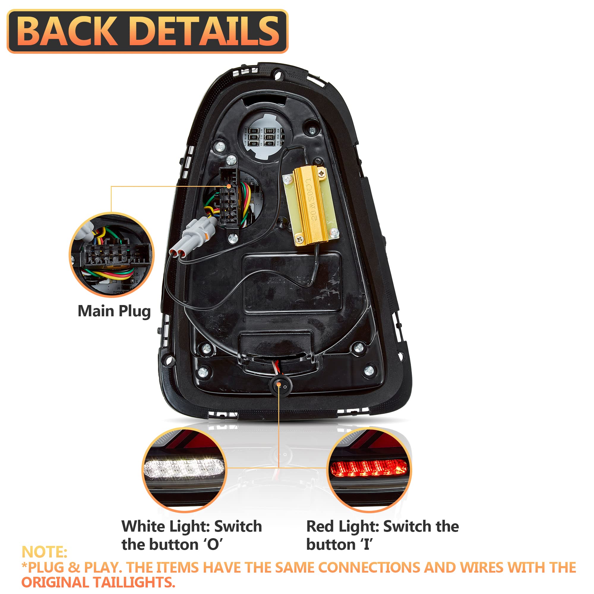 VLAND LED Rear Lights Compatible with Mini Cooper R56 R57 R58 R59 2007-2013, w/Startup Dynamic Display & Sequential Turn Indicator, 1 Set (Red)