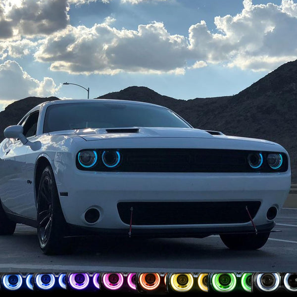 VLAND Headlight suitable for Dodge Challenger 2015-2019 LED headlight, RGB