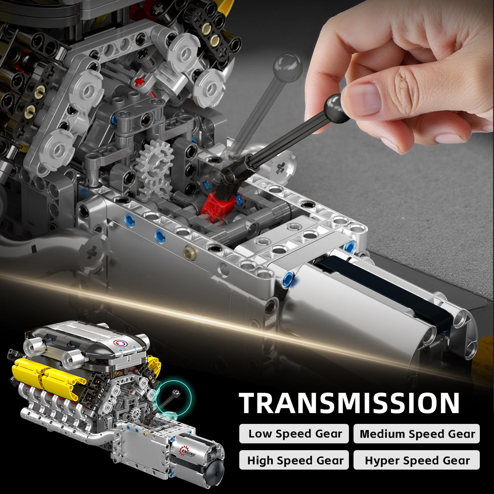 Mould King 10193 Engine Building Blocks Toy Kit, Boxer Engine Clamping Blocks Construction Kit Model, Toy Gift Collectibles for Adults Boys Girls(609 Pieces)