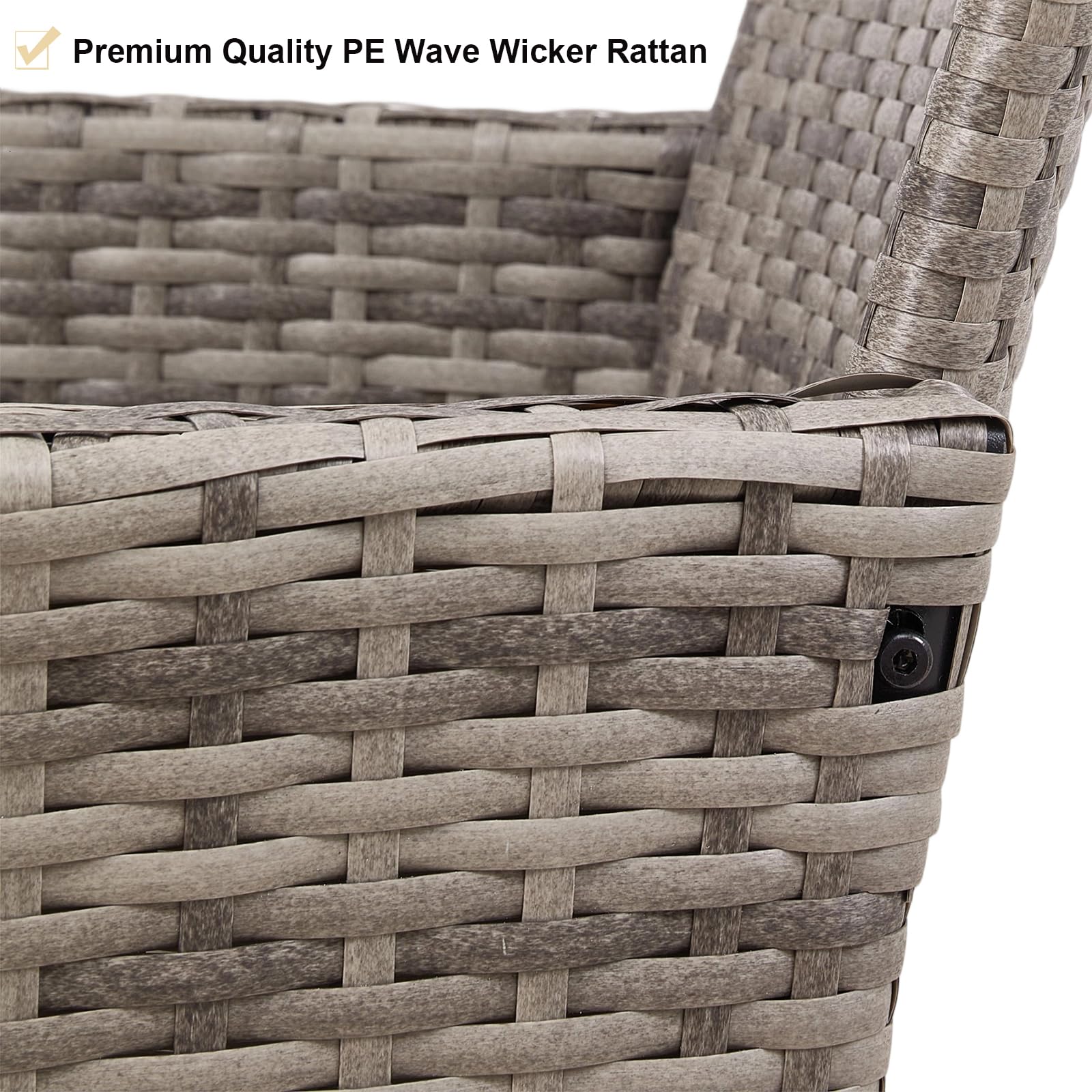 Warmiehomy Rattan Garden Chairs Outdoor Dining Chair Set of 2 Wicker Armchairs with Padded Seat Cushions High Backrest Patio Chair, Black