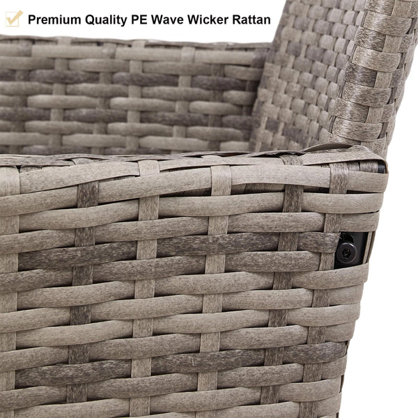 Warmiehomy Rattan Garden Chairs Outdoor Dining Chair Set of 2 Wicker Armchairs with Padded Seat Cushions High Backrest Patio Chair, Black