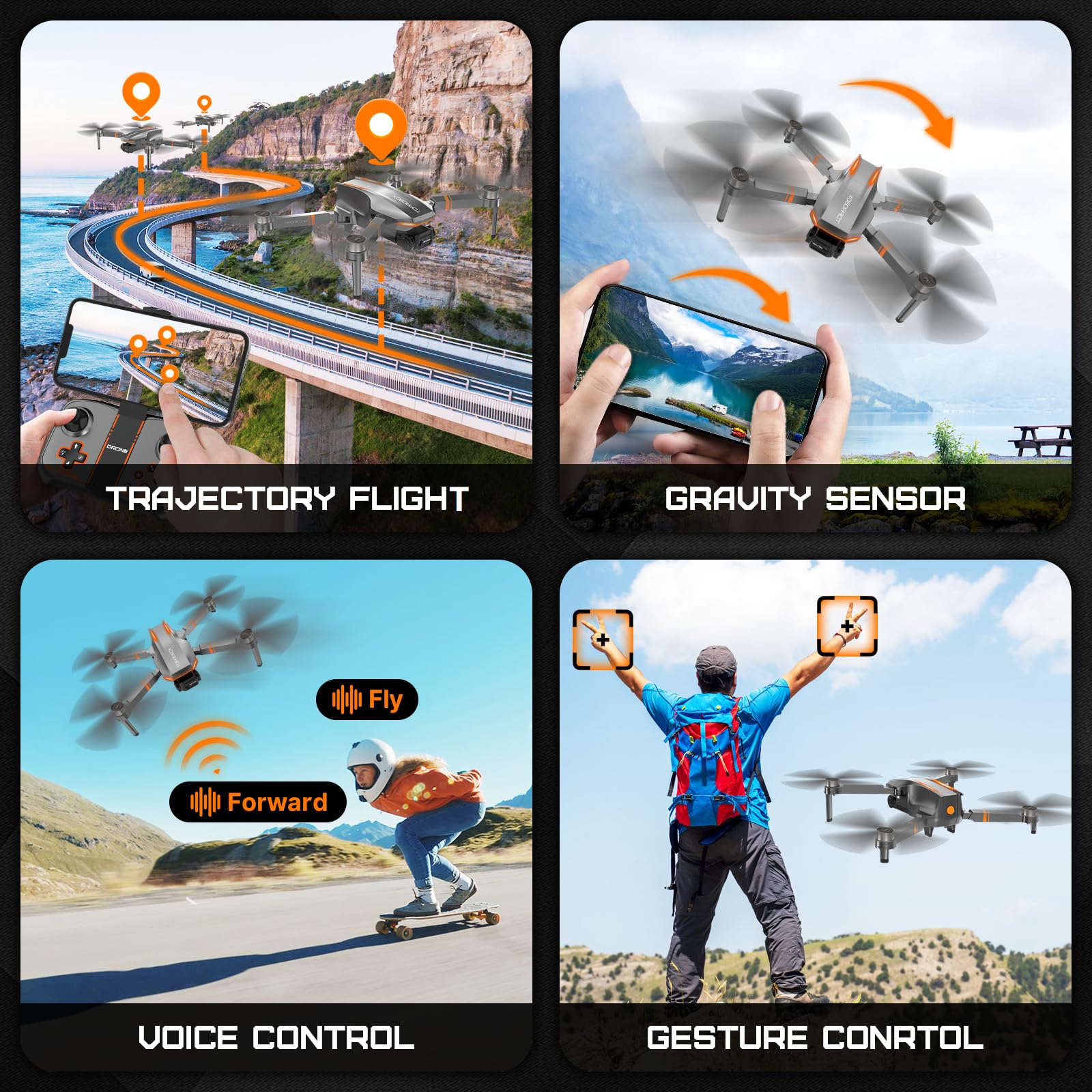 Brushless Motor Drone with 4K Adjustable Camera for Kids and Adults, Foldable RC Quadcopter with LED Lights, 30 Mins Long Flight Time, Mini Drone Toys Gifts for Beginners, Boys and Girls