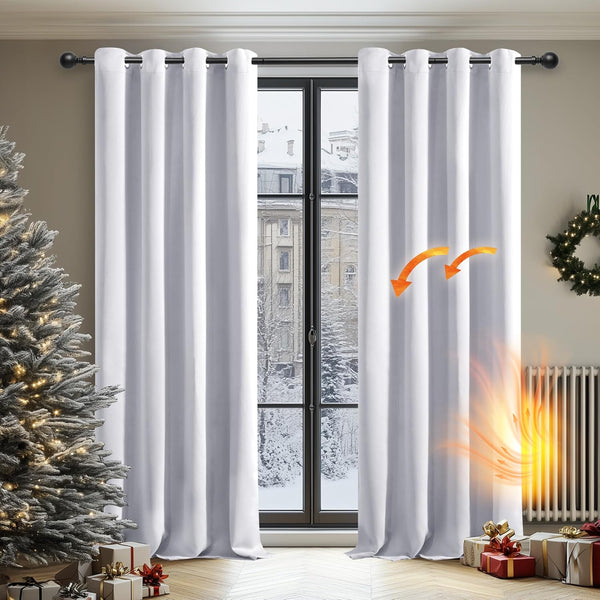 Deconovo Blackout Curtains Eyelet Super Soft Thermal Insulated Ring Top Blackout Curtains for Nursery 46 x 54 Drop Inch Dark Grey 2 Panels