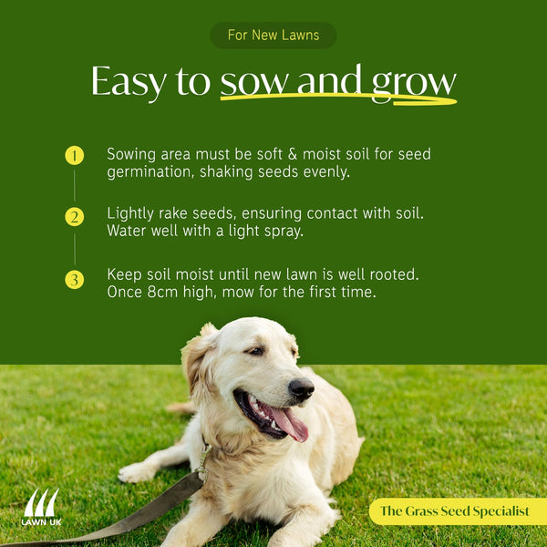 Sprogs & Dogs Ultra Hardwearing Grass Seed by Lawn UK - 5kg Up to 150sqm Coverage - Ultimate Tough Grass Seed for Family lawns - Fast Growing & Super