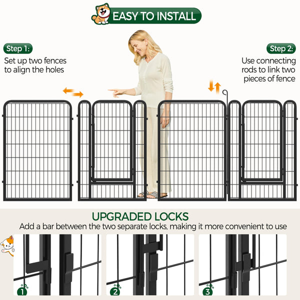 Yaheetech Lightweight Dog Playpen, 8 Panel 80cm Dog Fence Pet Exercise Pen Portable Puppy Play Pen Suitable for RV/Camping