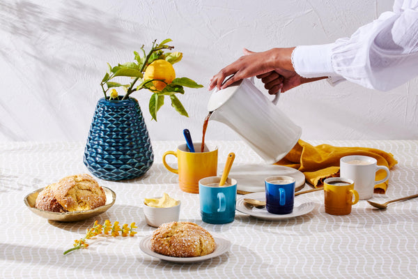 Le Creuset Stoneware Rainbow Coffee Mugs, 350 ml, Cerise, Volcanic, Teal, Ultra Violet, Soleil, Palm, 79114358359030