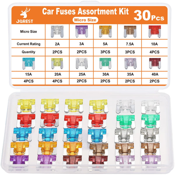 JOREST 300Pcs Car Fuses Assorted Kit, 160 Mini Blade Fuses Automotive + 90 Standard Mixed Fuses + 50 Micro Fuse Set + Fuse Puller – for RV Truck Motorcycle(2Amp 3A 5A 7.5A 10A 15A 20A 25A 30A 35A 40A)