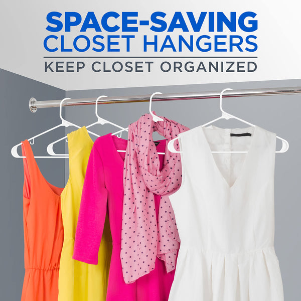 SereneLife, Plastic Coat Hangers, White Plastic Hangers, Plastic Hangers 100 Pack, Heavy Duty Clothes Hangers, Non-slip plastic Hangers for Clothes