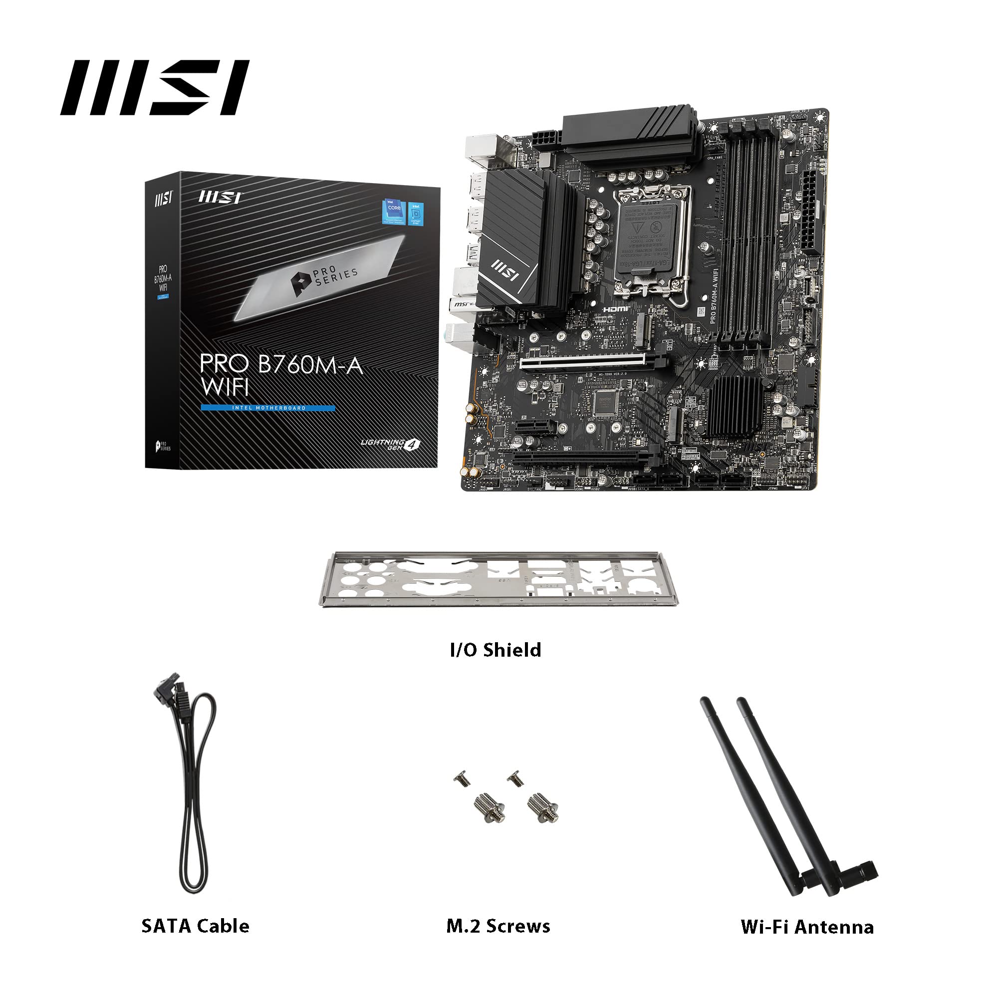 MSI B760 GAMING PLUS WIFI DDR4 Motherboard, ATX - Supports Intel 14th, 13th & 12th Gen Core Processors, LGA 1700 - DDR4 Memory Boost 5333+MHz/OC, 1x PCIe 4.0 x16, 2 x M.2 Gen4, 2.5G LAN, Wi-Fi 6E