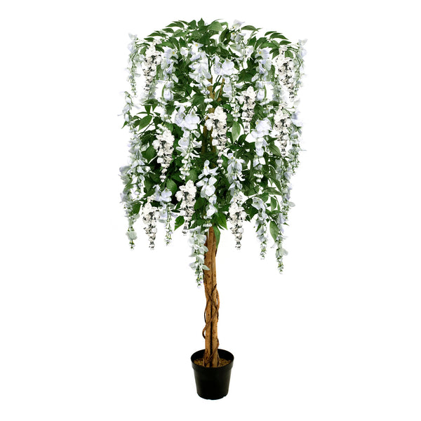 GreenBrokers Premium Artificial Wisteria 150cm/5ft Potted Plant, White Tree 5ft, 150cm