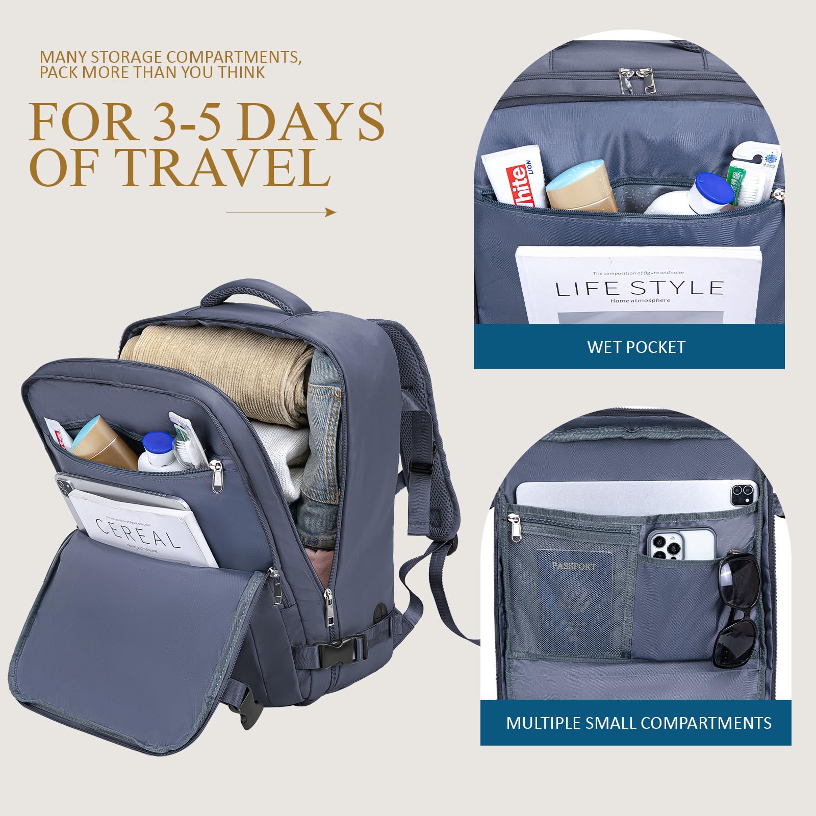 Cabin Bag 45x36x20 for New Easyjet, Underseat Cabin Luggage Bags Carry on Travel Backpack Cabin Size for Airplanes, 30L Hand Luggage Suitcase Water Resistant Laptop Backpacks Black