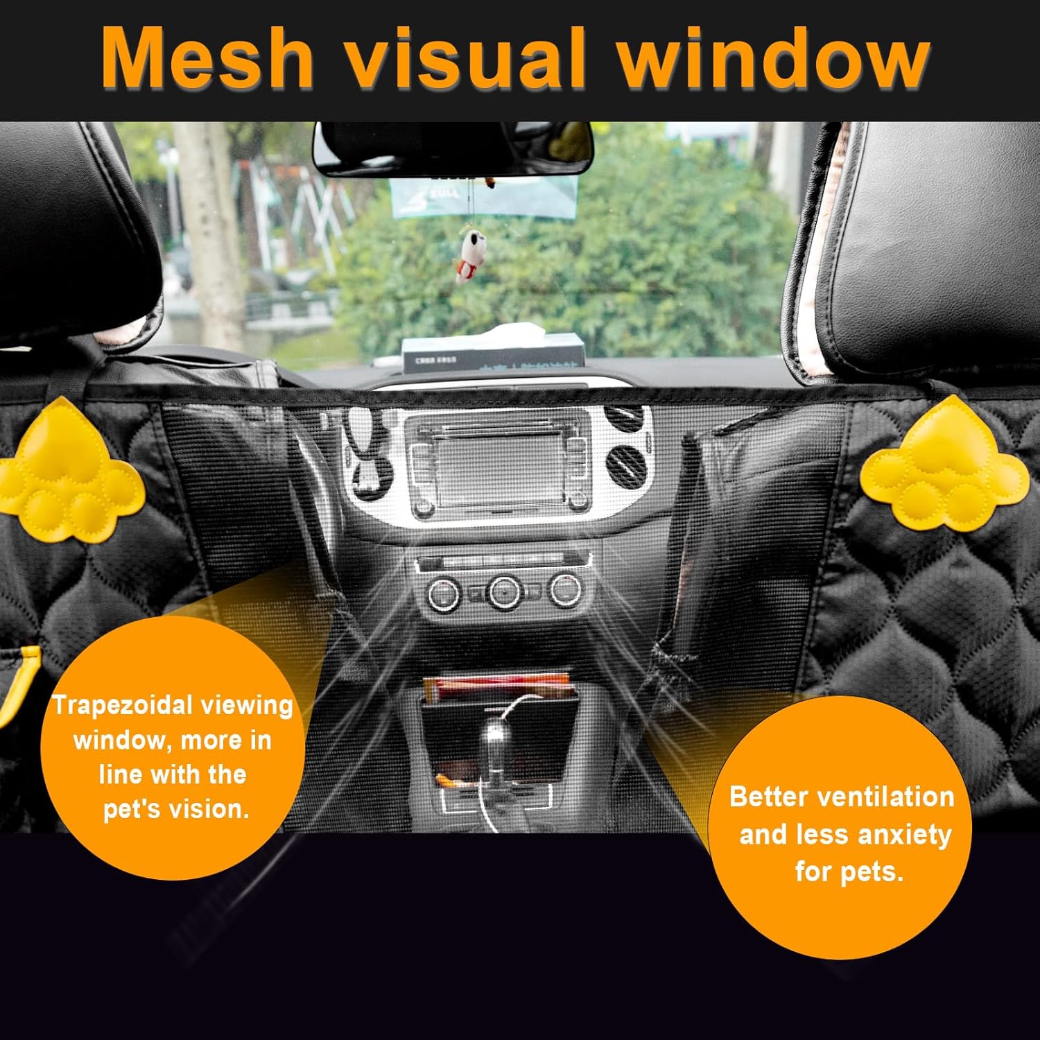 Wikoan Dog Hammock for Car Back Seat With Mesh Visual Window and Side Protection Dogs Car Seat Cover SUV Boot Durable Waterproof Scratch Proof Pet Back Seat Protector With Storage Bag