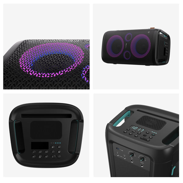 Hisense PARTY STORM, 300W Max Audio Power,15 Hrs long playtime,Karaoke Mode,Lighting effects, Wireless charge the phone, IPX4 Waterproof, Bluetooth 5.0