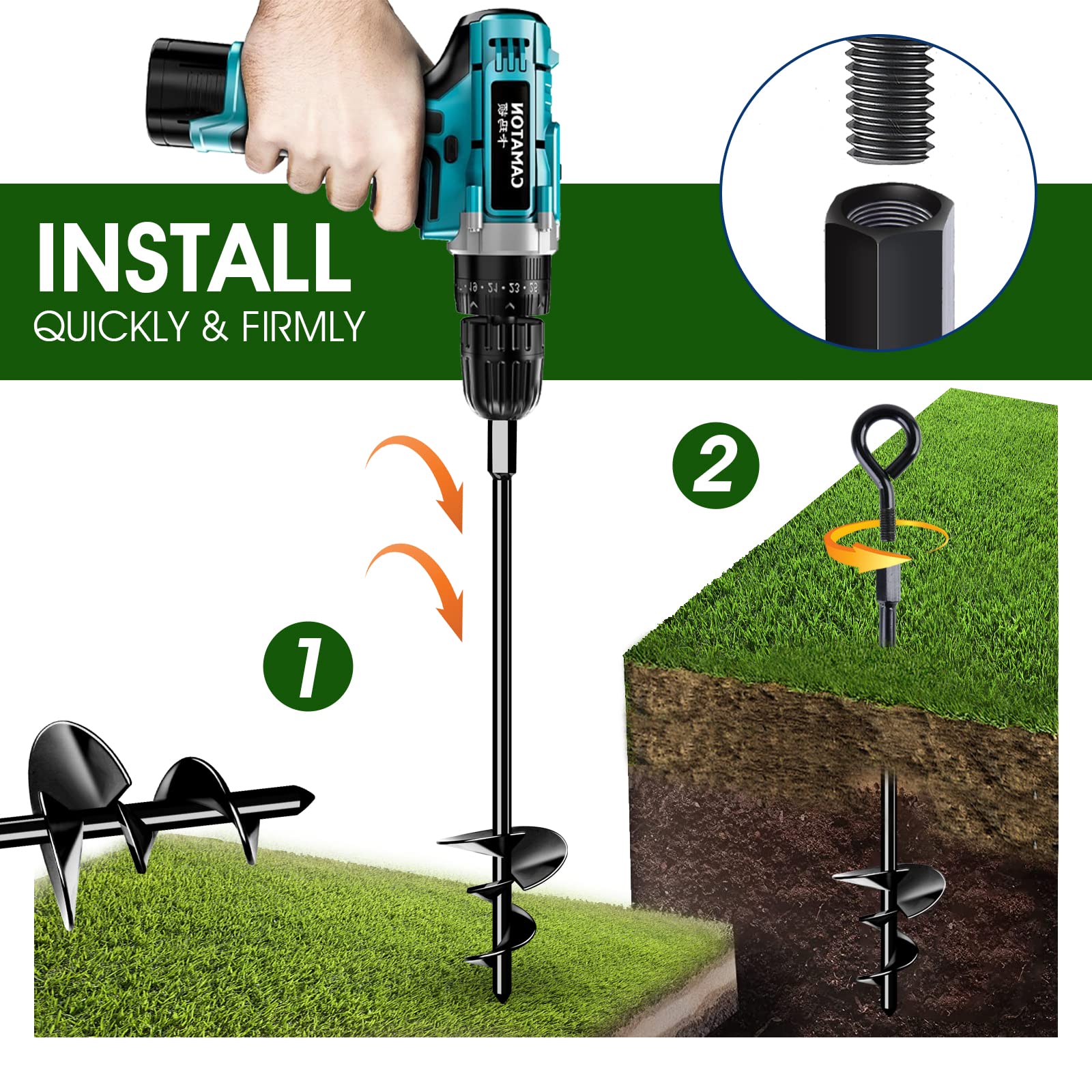 KAMFWERT Trampoline Ground Anchor Set of 8, Heavy Duty Trampoline Anchor Kit for Tents, Swings, Canopies, Metal Trampoline Anchor Kit Strong Wind