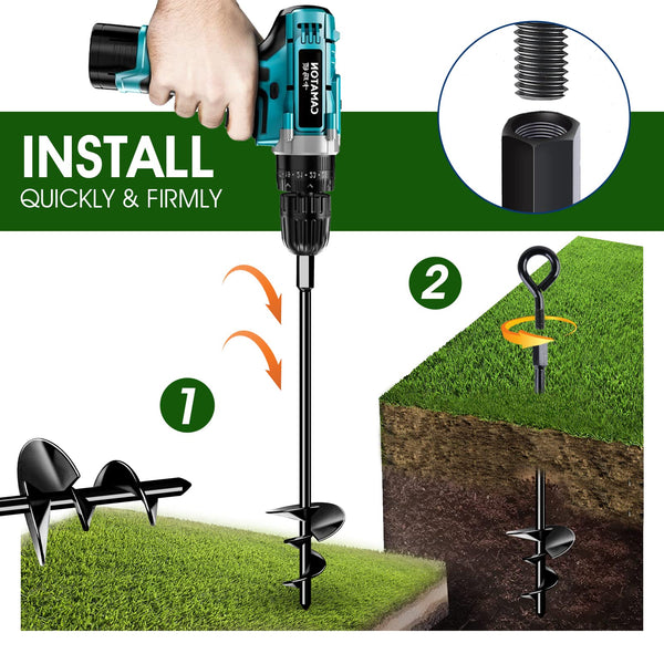 KAMFWERT Trampoline Ground Anchor Set of 8, Heavy Duty Trampoline Anchor Kit for Tents, Swings, Canopies, Metal Trampoline Anchor Kit Strong Wind