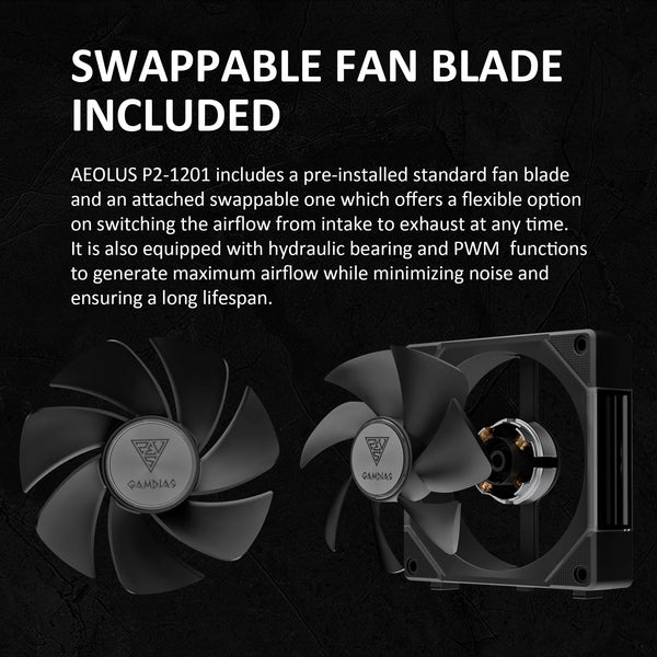 GAMDIAS 120mm ARGB PC Case Fans, Computer Case Fan, Cabless Daisy Chain Connection, Dual Infinity Mirror Lighting, Swappable Fan Blade for Reverse Airflow, Performance 30mm Thick, With Control Box