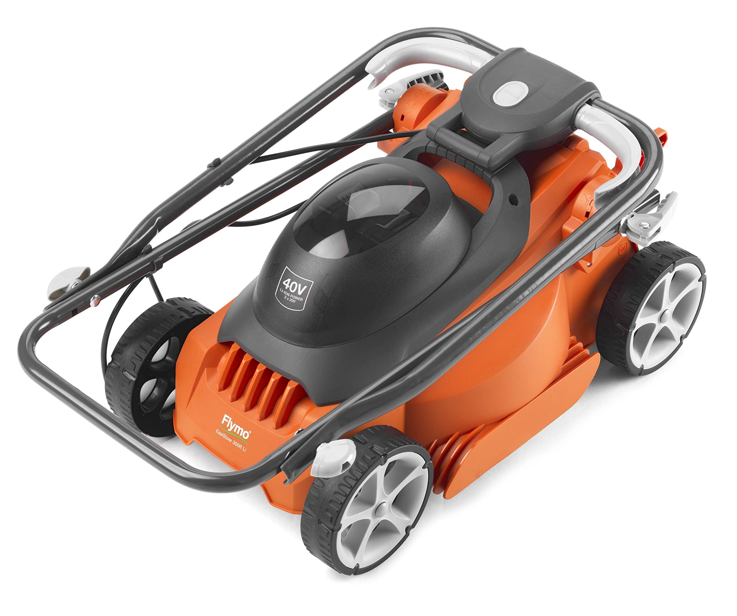 Flymo EasiStore 380R Electric Rotary Lawn Mower - 38 cm Cutting Width, 45 Litre Grass Box, Close Edge Cutting, Rear Roller, Central Height Adjust, Space Saving Storage Features