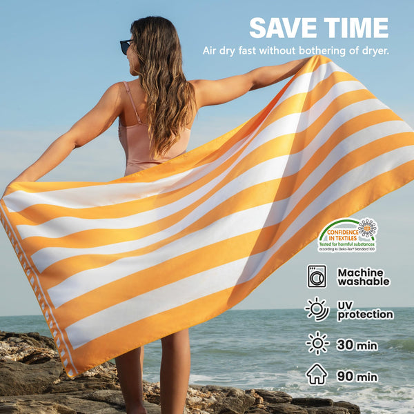 Winthome Beach Towel, Extra Large Microfibre Beach Towel for Adult, Double Sides Sand Free Quick Dry lightweight Travel Swimming Towel(Pink + Green, 90×180cm - 2 pack)