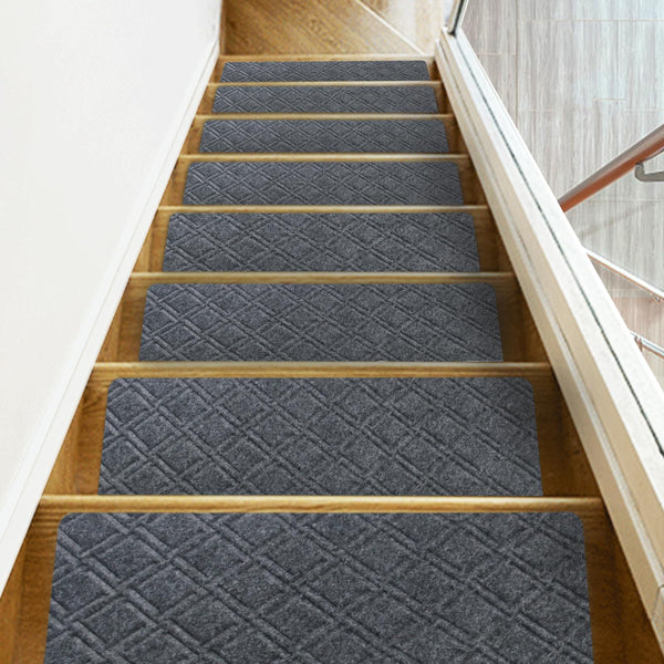 Triceratops 20cmx76cm (14-Pack) Stair Treads Carpet Non-Slip, Indoor Stair Runners for Wooden Steps, with Non Skid Rubber Backing Removable Washable
