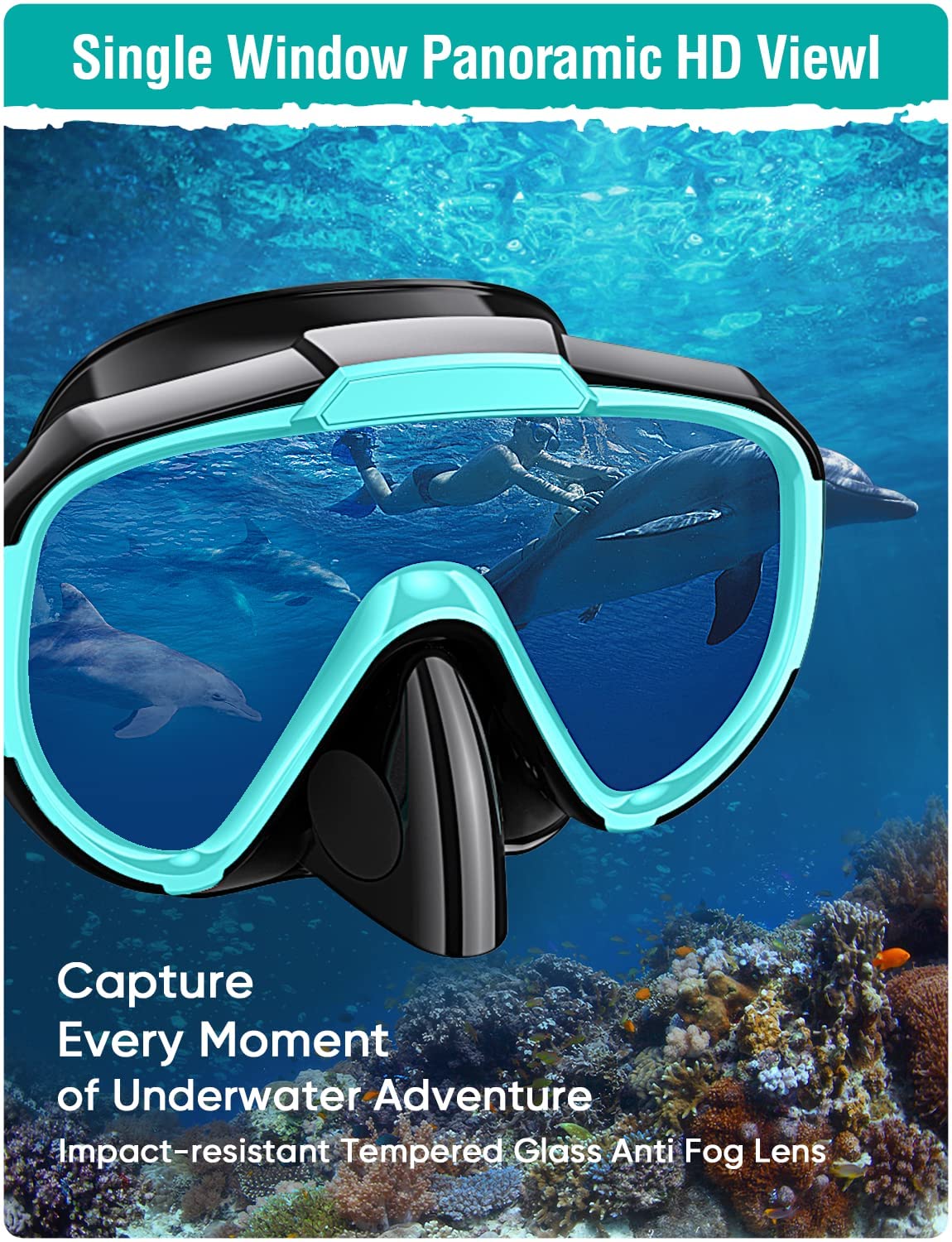Lealinga Snorkel Set Adults Snorkel Mask Anti-Fog Panoramic View Diving Mask Dry Top Snorkel Kit with Travel Bag Diving Set for Snorkeling Scuba Diving Swimming Travel