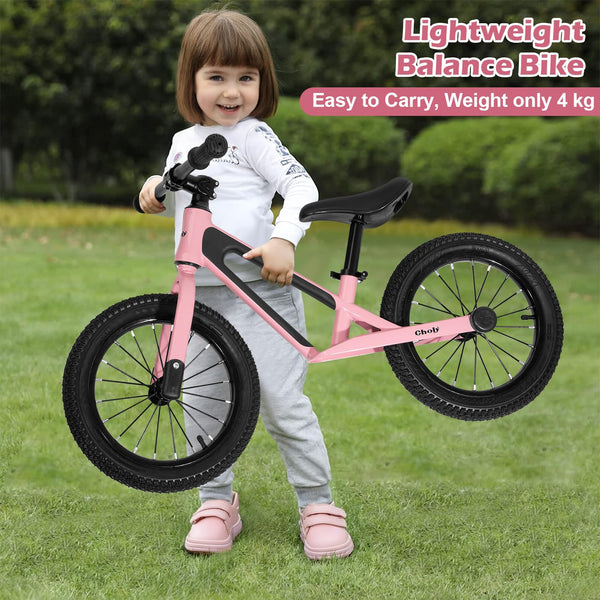 CHOLY 14 Inch Balance Bike for 3,4,5,6 Year Old Boys Girls, No Pedal Kids Bike with Adjustable Seat, Air Tires and Magnesium Alloy Frame, Lightweight Children's Traing Bicycle