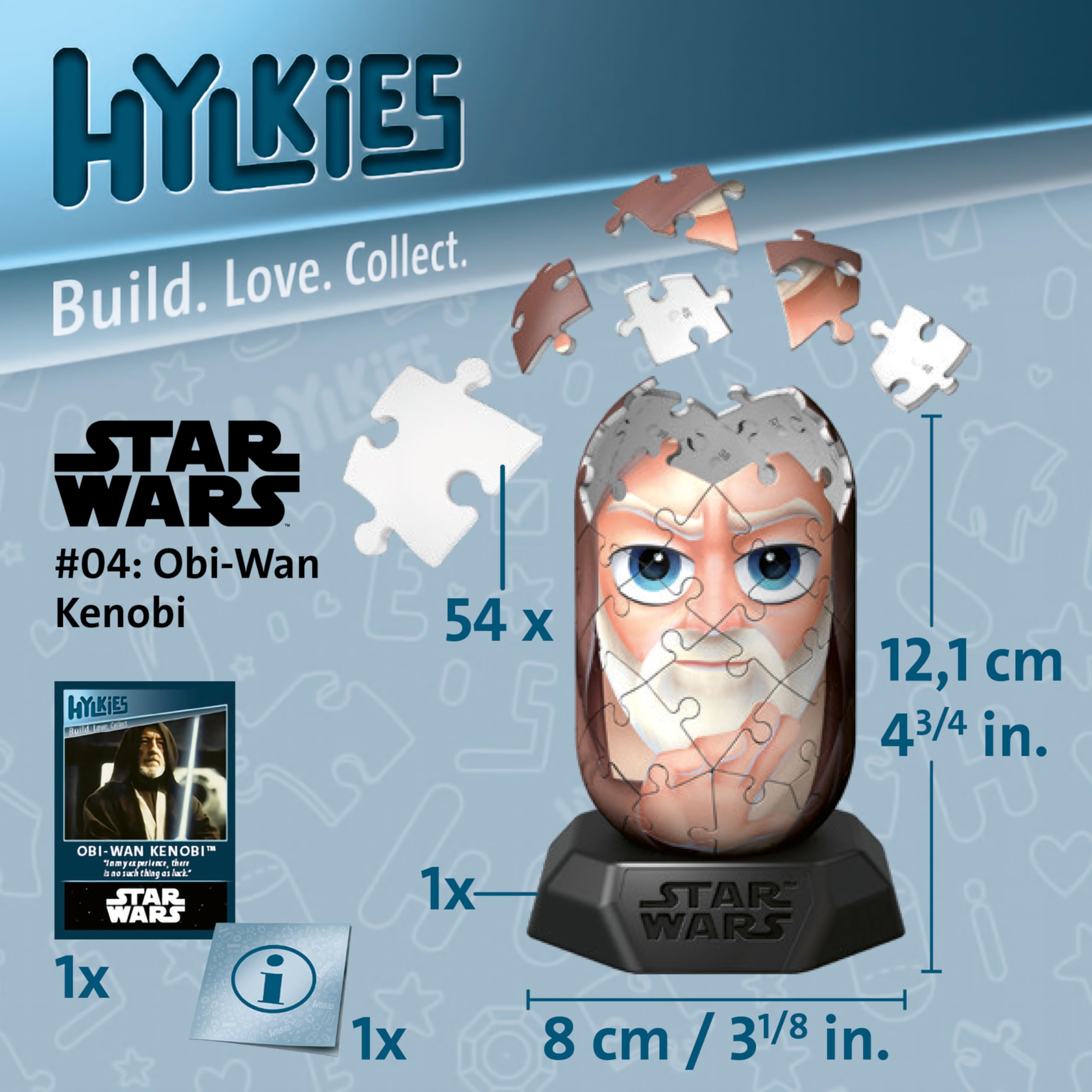 Ravensburger Star Wars Hylkies Figures Obi-Wan Kenobi Gifts for Kids and Adults Age 6 Years Up - Collectable Toys and 3D Jigsaw Puzzles