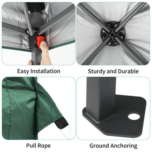 YITAHOME 3x3M Outdoor Pop Up Gazebo with Sides and Windows, Waterproof Folding Garden Canopy All Seasons Camping Gazebo Anti-UV with Adjustable Height Stakes Rope Carry & Weight Bags for Party Event